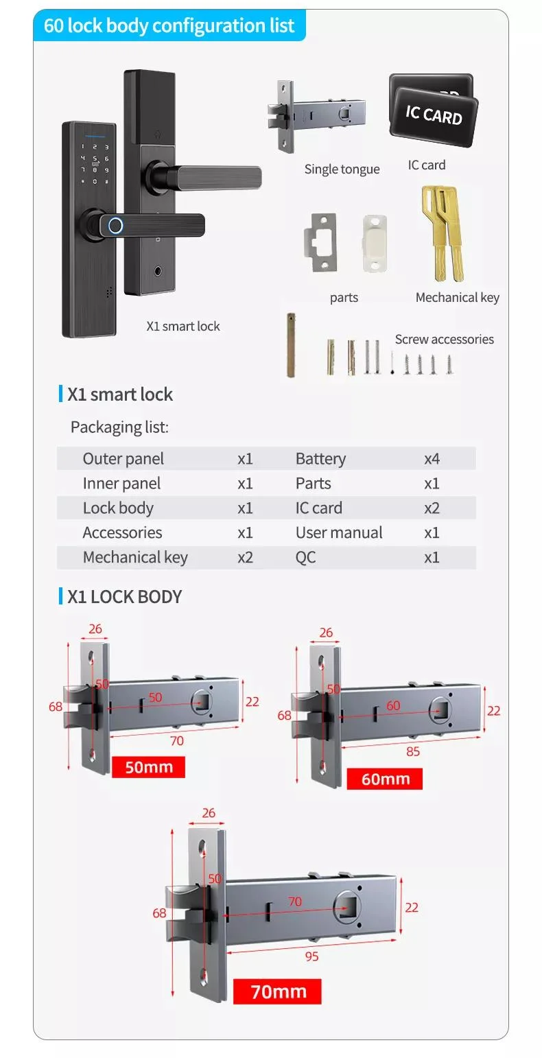 Smart Fingerprint Paasword Card Touch Intelligent Handle Office Tuya APP Waterproof Outdoor Commercial Parking Cabinet Combination Door Lock